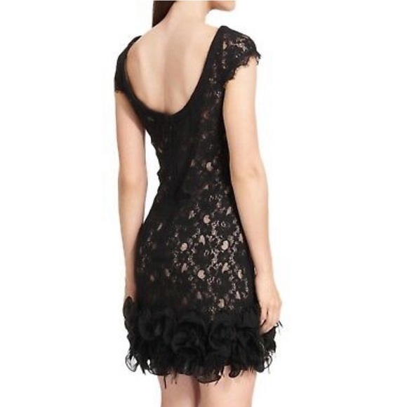 Jessica Simpson Lace Dress w/Ruffle & Feather Hem - Picture 2 of 6